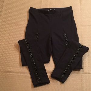 Leather lace up leggings